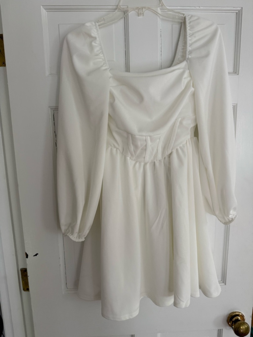 White Long Sleeve Mini Dress